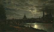 Johan Christian Dahl View of Dresden in the Moonlight (mk10) painting
